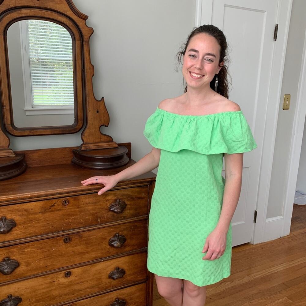Crown & Ivy Bright Green Peasant Dress, Size SP